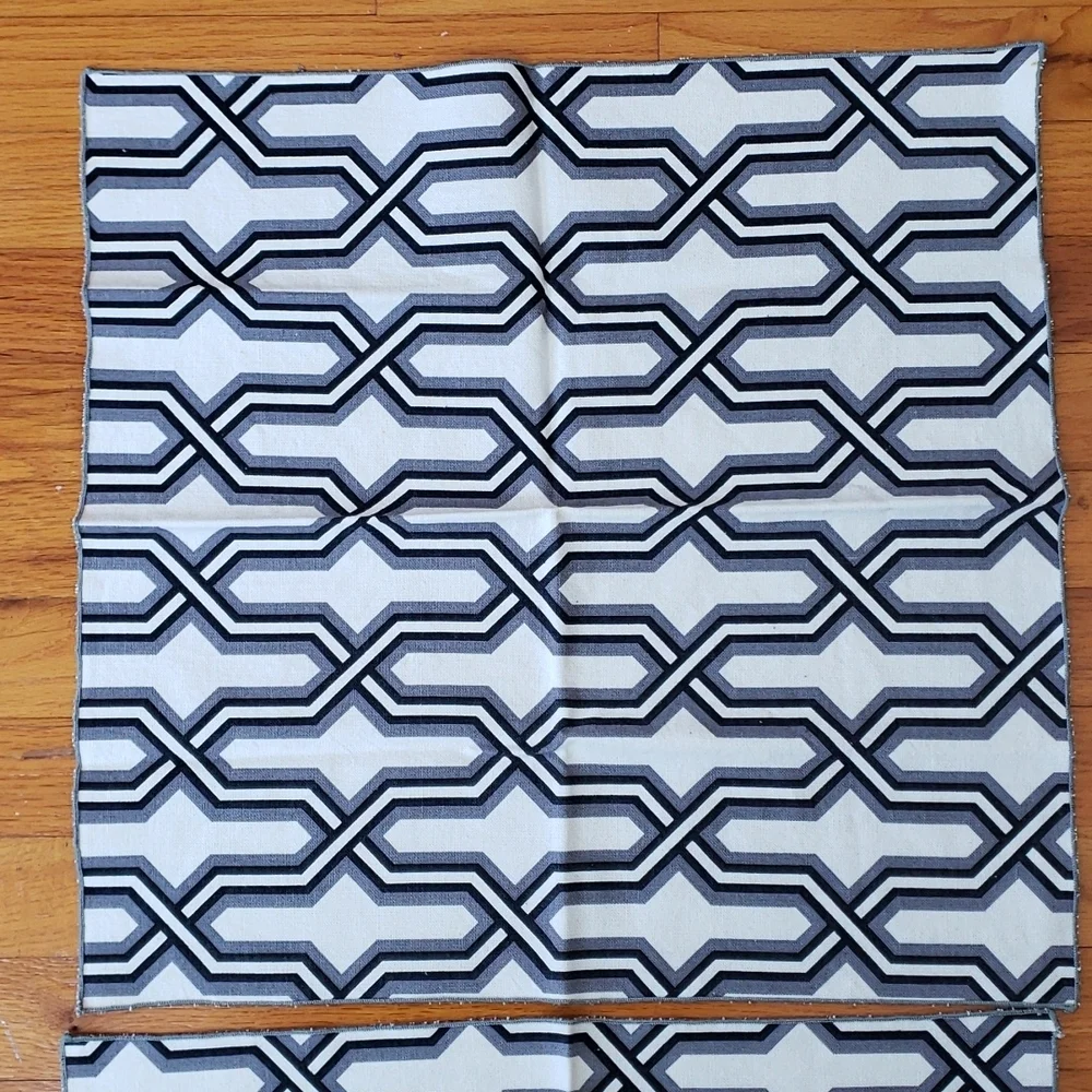 Retro Linen geometric design square gray black on white 8 1/2 inches Napkins.